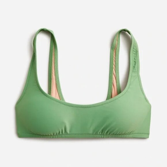 NWT J. Crew Heritage Scoop Neck Bikini Top Rustic Willow Green XS - Picture 1 of 10
